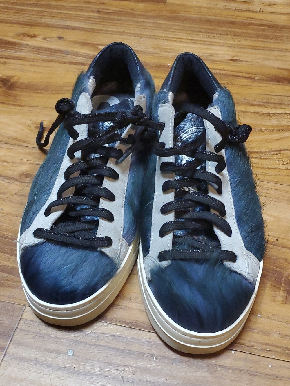 Men's P448 Casual Navy Haircalf Lace-Up Sneakers